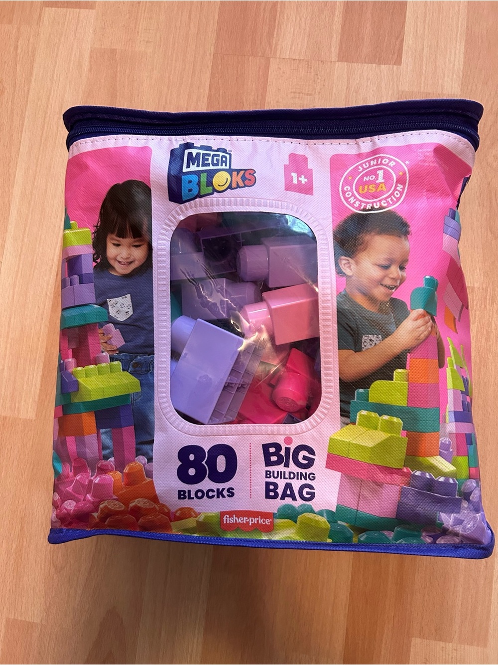 Fisher-Price Mega Bloks Pink, Purple & Teal 80-Piece Building Bag